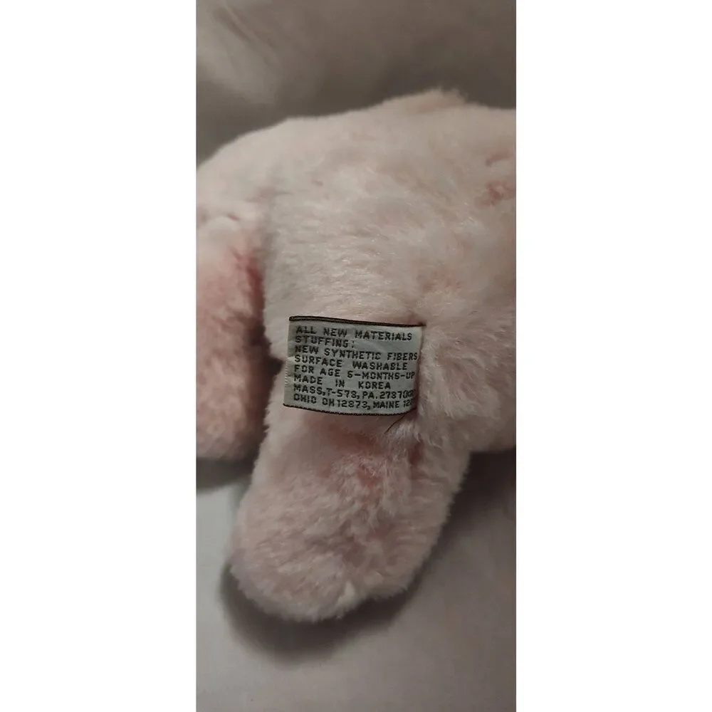Vintage Scarborough Collection Pink TEDDY BEAR Plush JC Penney Cord Rope Rattle